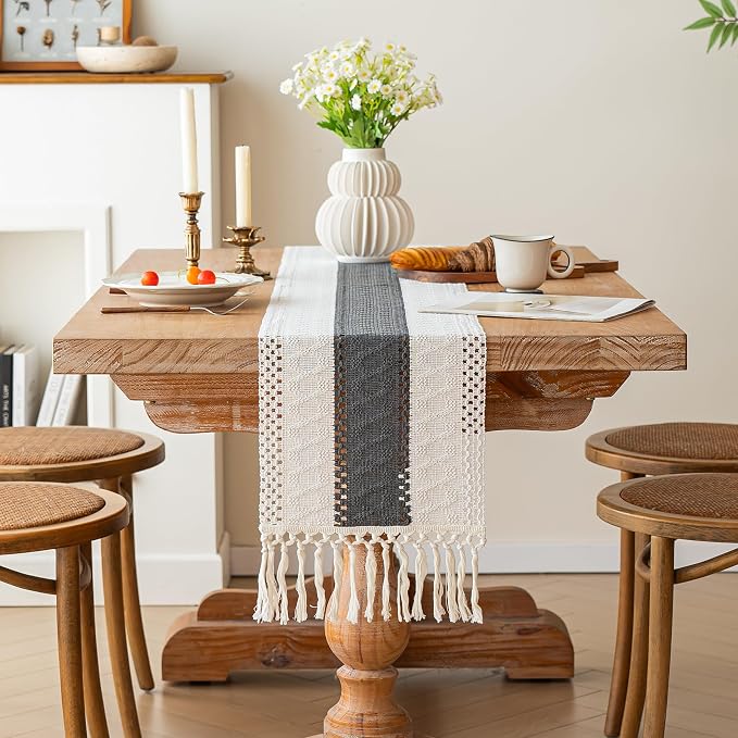 Farmhouse Table Runner for Home Decor 12x72 Grey Fall Home Decor | 72 Inches - Image 2