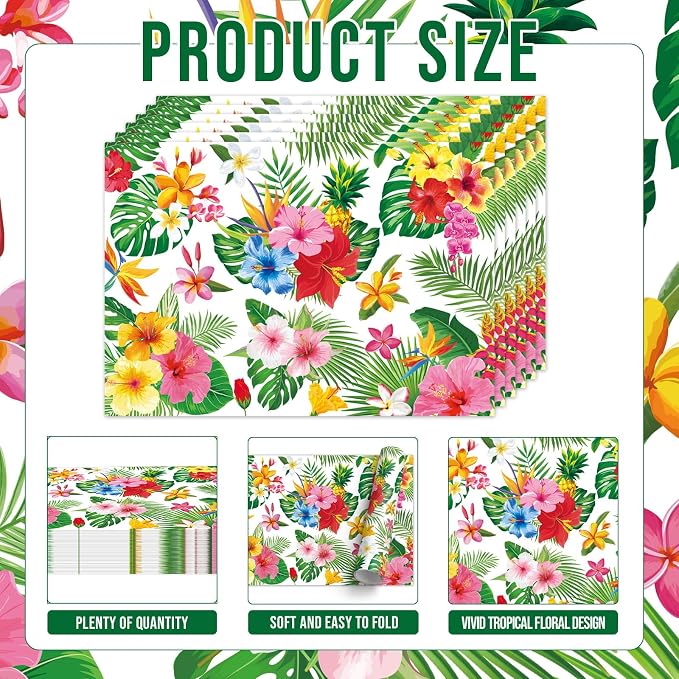 50 Pack Tropical Floral Paper Placemats, Disposable Table Mats - Image 3