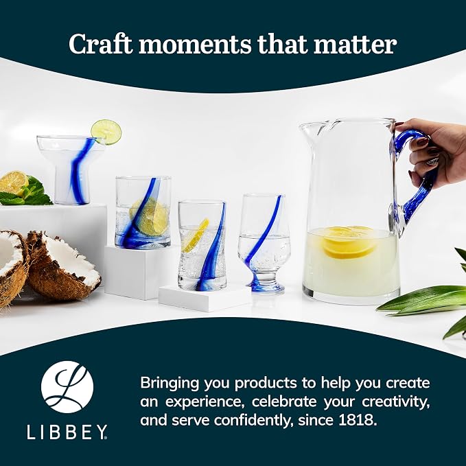 Libbey Blue Ribbon Rock Glasses Set, Artisan-Inspired Four-Dimple Shaped Glass - Image 6