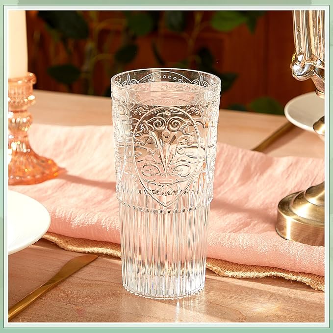 Wiwiqing 20oz Vintage Plastic Ribbed Tumblers Set of 12, Baby Shower, Birthday - Image 5