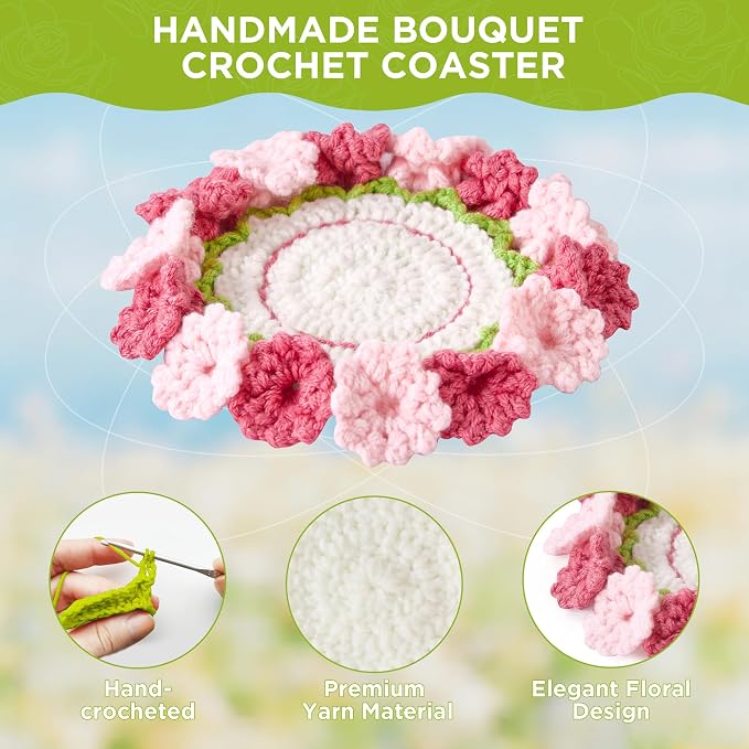 Crochet Flower Coasters, Handmade Bouquet Coasters - Image 4