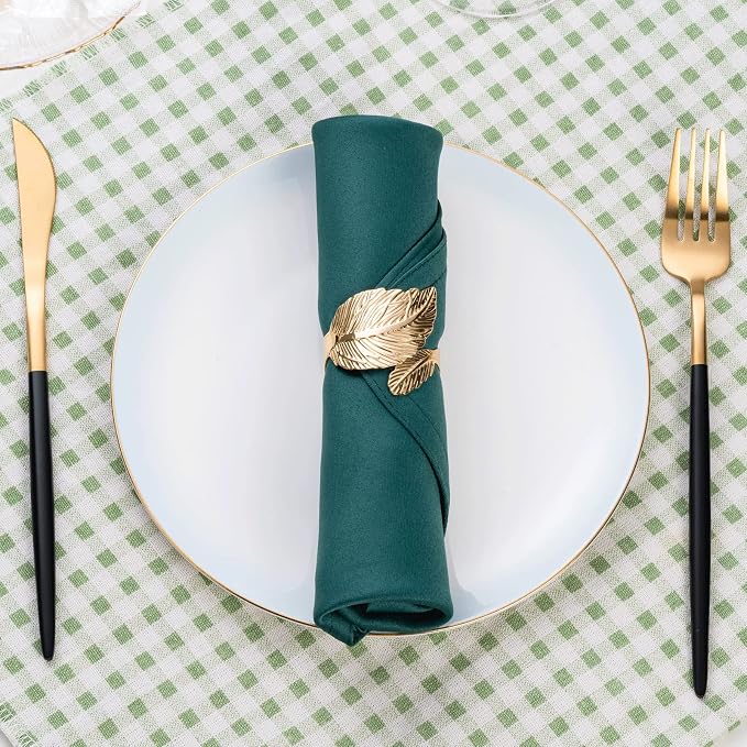 Gold Leaf Napkin Rings Set of 8, Metal Material - Image 3