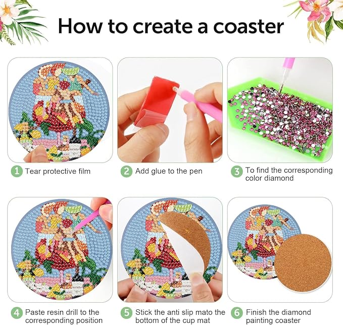 8 Pack Cocktails Diamond Art Coasters Kits- Diamond Painting Coasters Kit | - Image 4