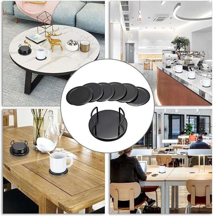 JUXYES Set of 6 Stainless Steel Metal Round Coaster - Image 9