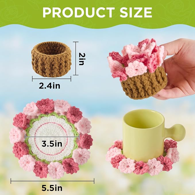 Crochet Flower Coasters, Handmade Bouquet Coasters - Image 2