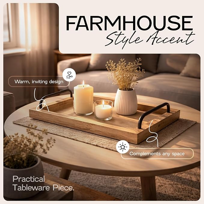 Besti Rustic Vintage Food Serving Trays | Nesting Wooden Board - Image 2