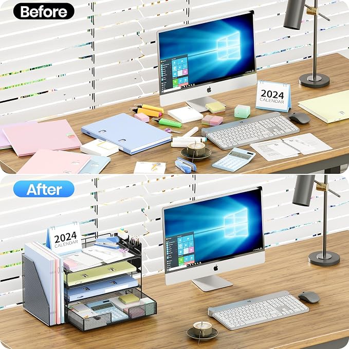 Desk Organizer, 4-Tier Desktop File Organizer - Image 3