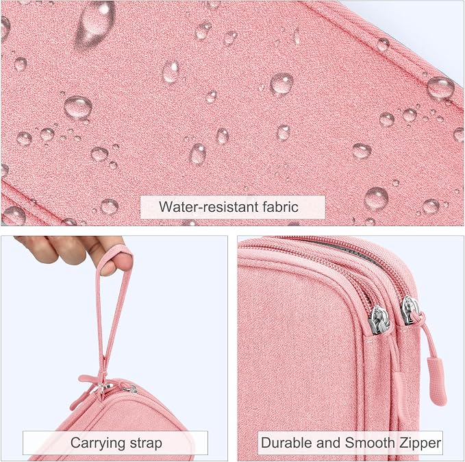 FYY Electronic Organizer, Travel Tech Pouch Bag, Cable Organizer Pink | Wrist - Image 4