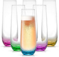 JoyJolt Hue Stemless Champagne Flutes Set of 6 Colored Glasses, 9.5oz Cocktail by JoyJolt