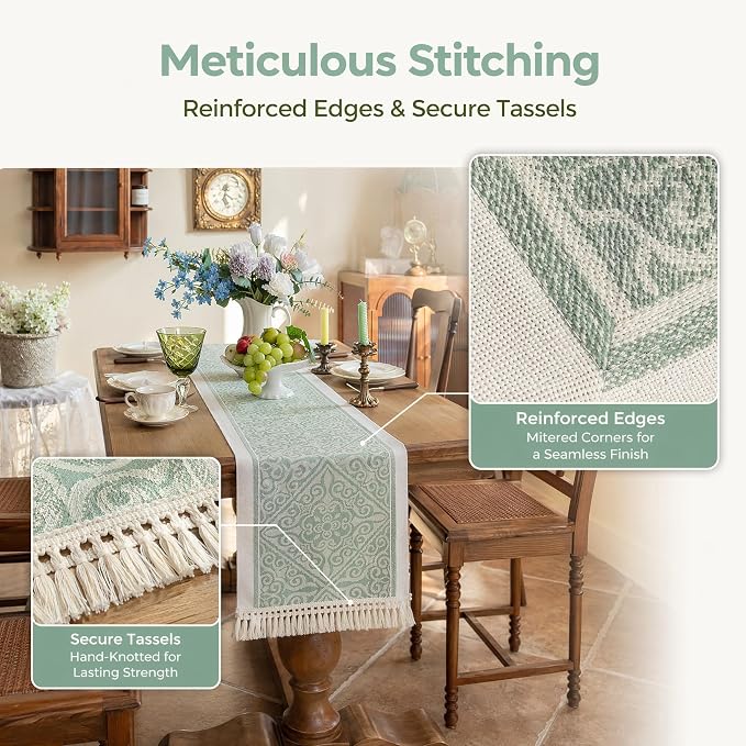 14x72 Damask Table Runner Waterproof French Vintage Dresser Scarf | Tired of a - Image 5