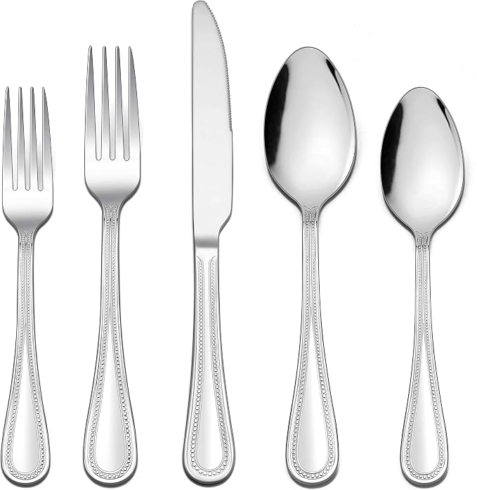 LIANYU Silverware Flatware Set for 10, 50-Piece Stainless Steel Cutlery Set by LIANYU