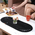 Oval Jute Table Runner | Woven Braided Dining Runner | Natural Textured Rattan by WhiteTowns
