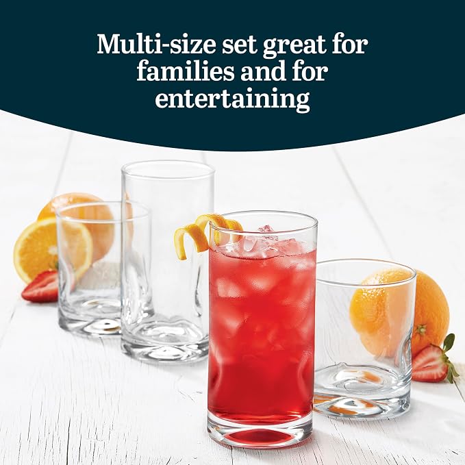 Libbey Impressions 16-Piece Tumbler and Rocks Clear Drinking Glasses, 8 16.7oz - Image 5