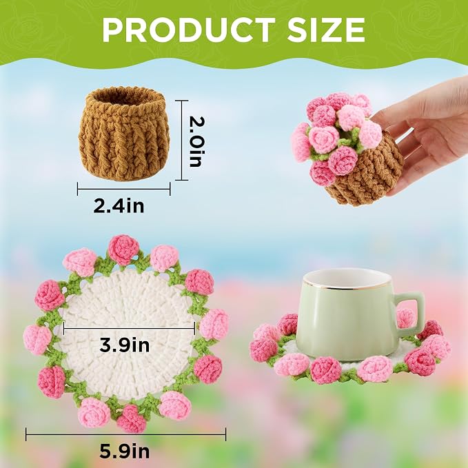 Crochet Flower Coasters, Handmade Bouquet Coasters - Image 2
