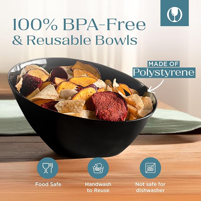 5 Pack Black Angled Plastic Serving Bowl Disposable - Image 6