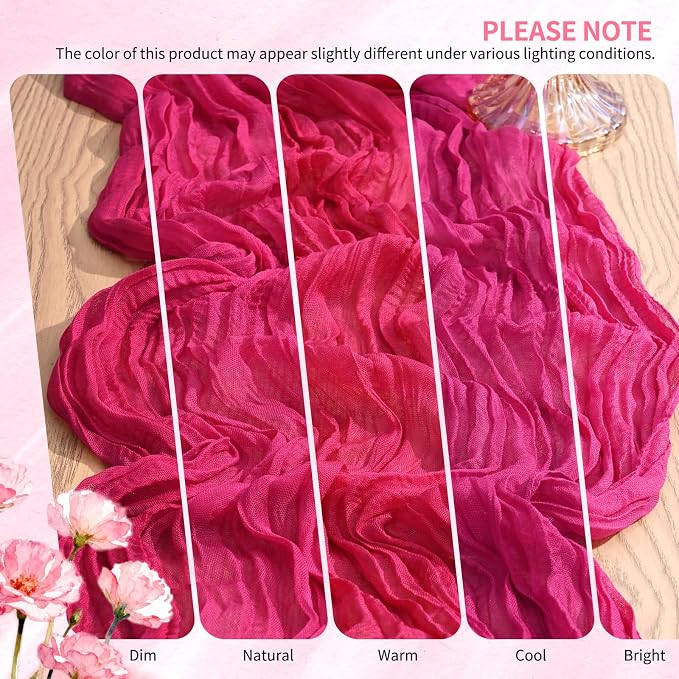 18 Pack Cheesecloth Table Runner 10FT Hot Pink Table Runner Boho Gauze Cheese - Image 7