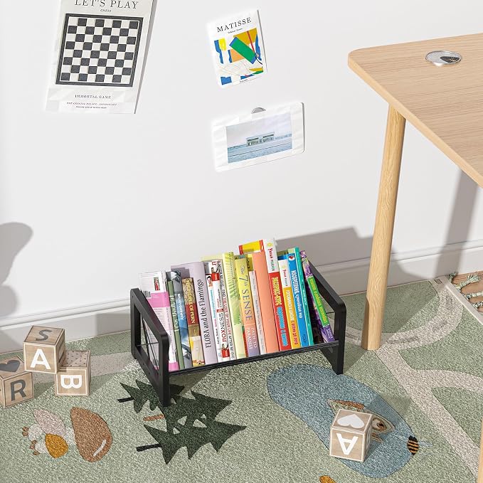ELITEROO Desk Bookshelf, Small Book Shelf, Wooden Desktop Bookcase, Tilting - Image 2