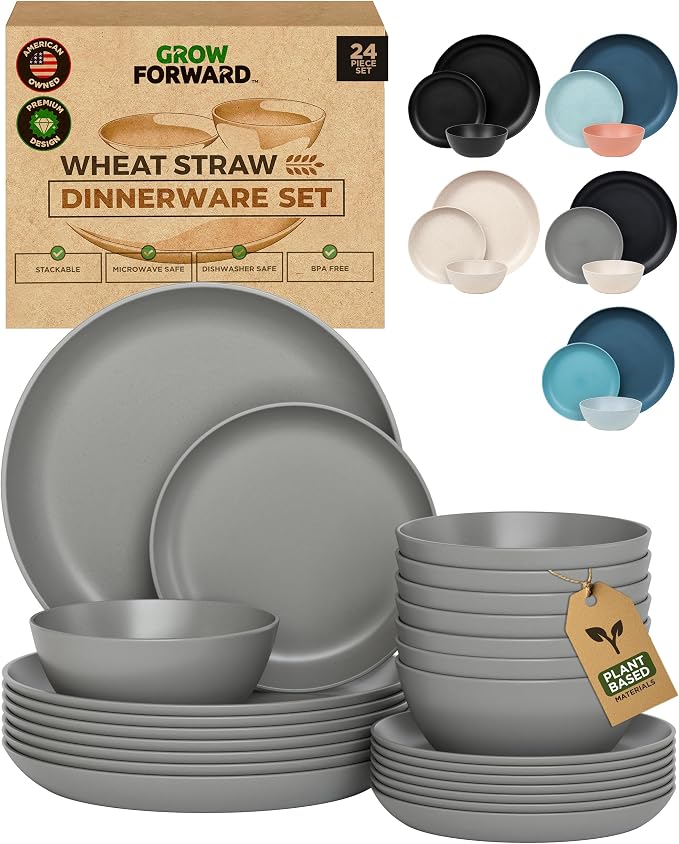 Grow Forward 24-piece Premium Wheat Straw Dinnerware Sets by GrowForward