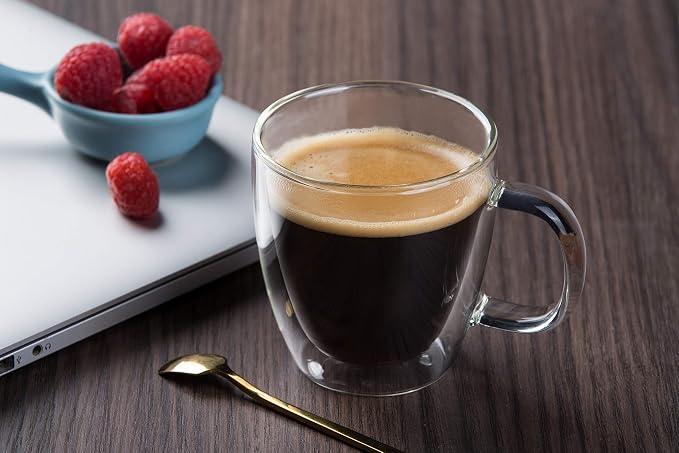 CNGLASS Insulated Espresso Glass Mugs 5.4oz/160ml, Small Clear Coffee Mugs Set - Image 6