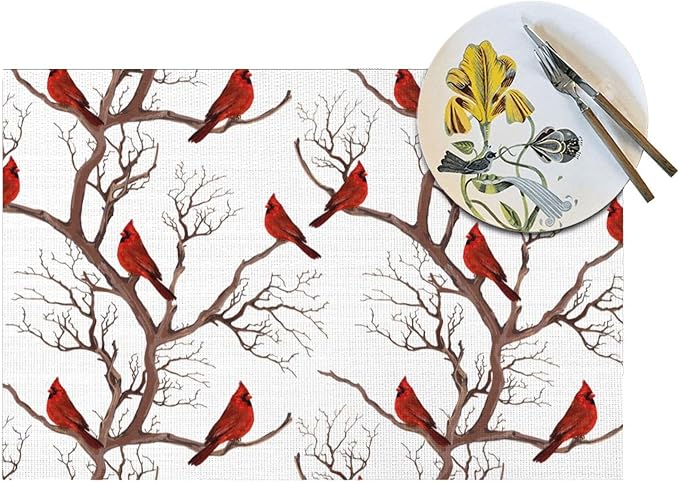 Winter Cardinal Christmas Placemats Set of 4 - Image 5
