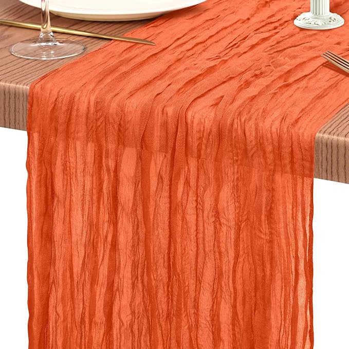 4 Pack Cheesecloth Table Runner 10FT Orange Table Runner Boho Gauze Cheese - Image 9