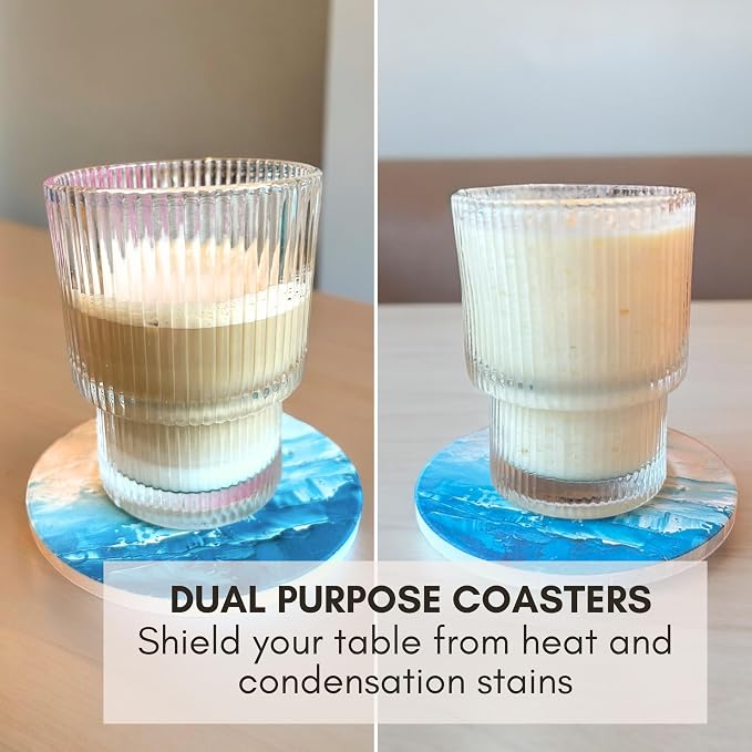 Ceramic Marble Coasters Set of 6, Absorbent Drink Coasters - Image 5