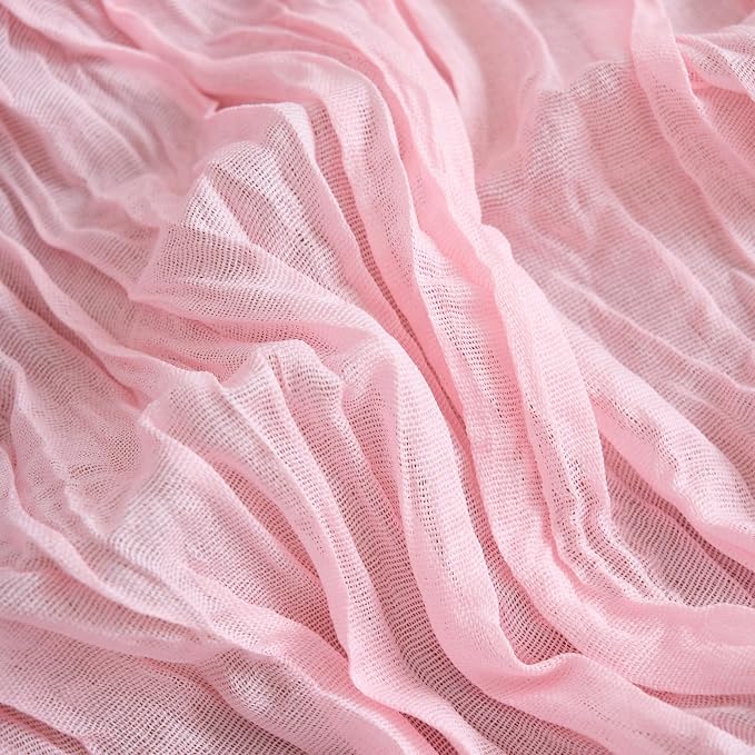 Asee'm Blush Pink Cheesecloth Table Runner Summer 10FT Gauze Boho Sheer | - Image 5