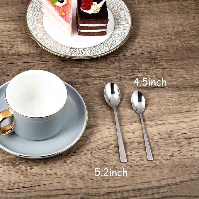 IMEEA 5.2 Inch Coffee & Tea Spoons, SUS304 Stainless Steel Small Dessert Spoons - Image 2