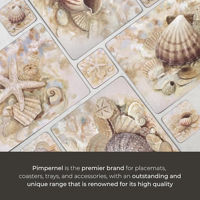 Pimpernel Shell Hunt Collection Coasters, Heat & Stain Resistant Tabletop - Image 4