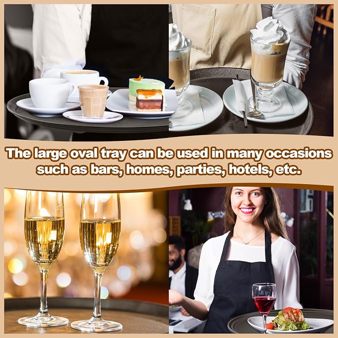 FillTouch 2 Pcs Restaurant Serving Trays PP Plastic Non Slip Rubber Lined Large - Image 2