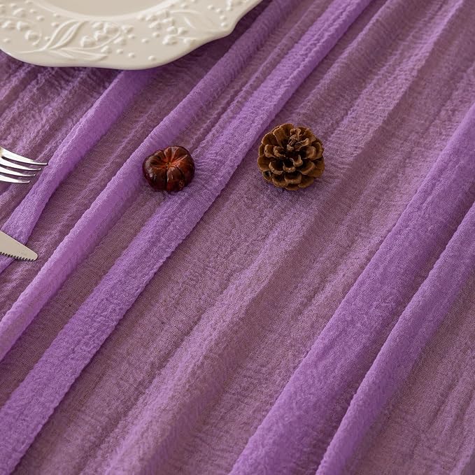 6Pcs Lilac Cheesecloth Table Runner 120 Inches - Image 3