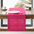 Linen Textured Border Table Runner, 14 x 60 Inch Hot Pink | Mitered Corner by ZEEMARTONLINE