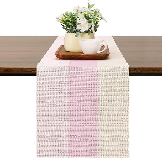 Table Runner 53 Inches Long, Vinyl Woven Farmhouse Table Runners | Washable by Chitomars