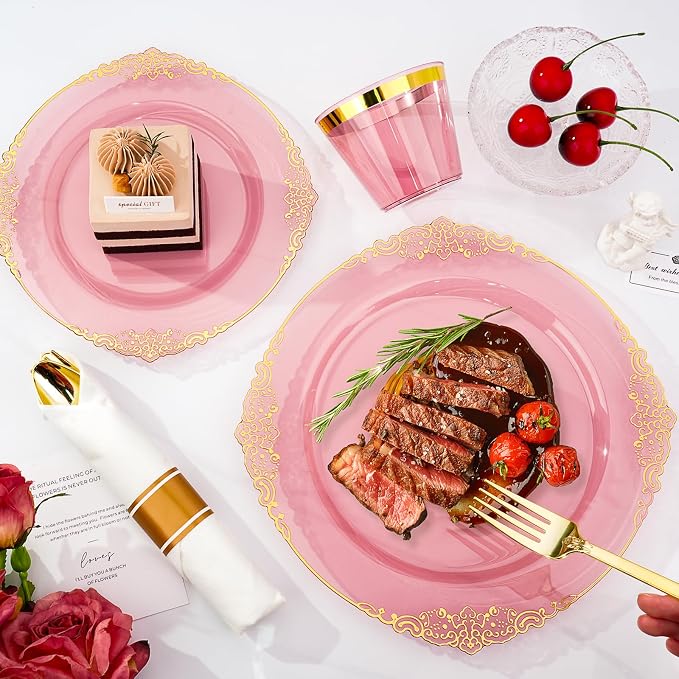 Bestluck 175PCS Burgundy Disposable Dinnerware - Image 6