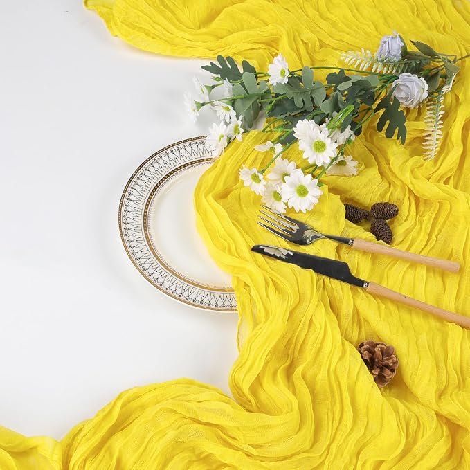12 Pack Lemon Yellow Cheesecloth Table Runner 17 x 108 Inch | Boho Gauze Cheese - Image 6