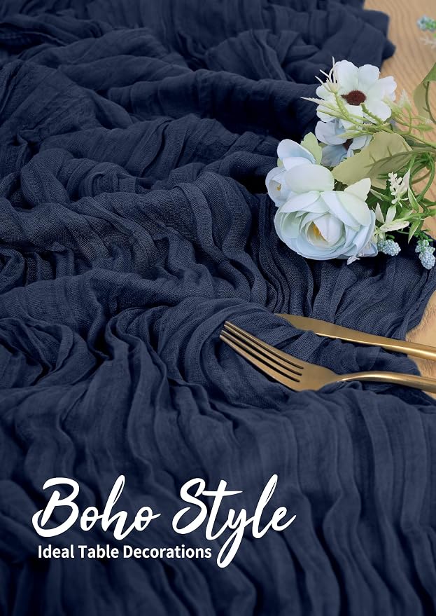 Pesonlook Cheesecloth Table Runner Navy Blue, 10 Pack 17.7x108 inch, Long | - Image 5