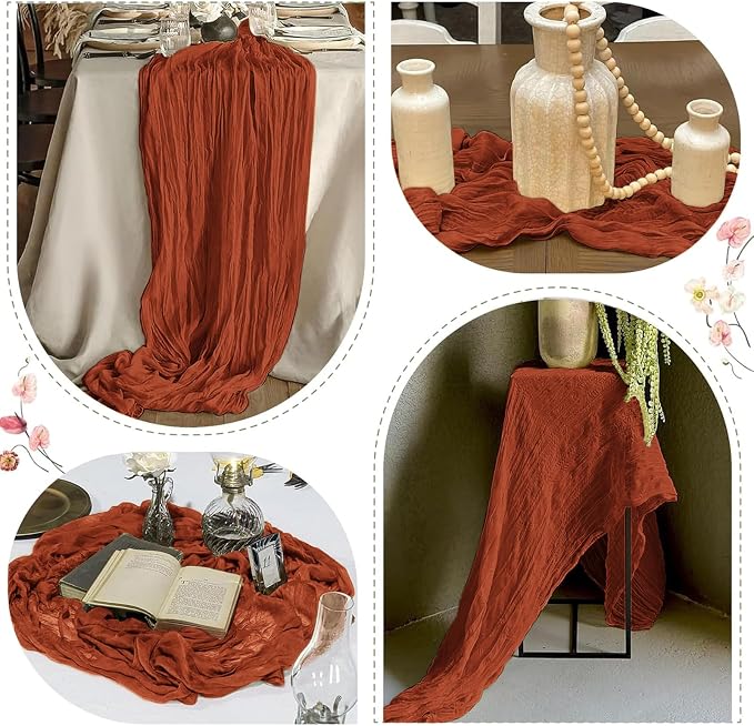 12 Pack Terracotta Cheesecloth Table Runner 17 x 108 Inch Gauze Table Runner - Image 6