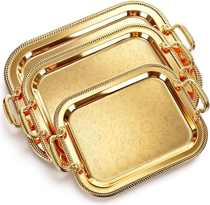 3 Pack Metal Serving Trays by Unknown