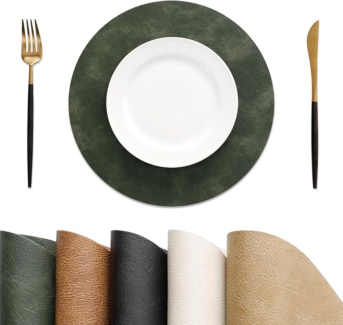 MOSAYT 13 Inch Round Vinyl Placemats Set of 8 by MOSAYT