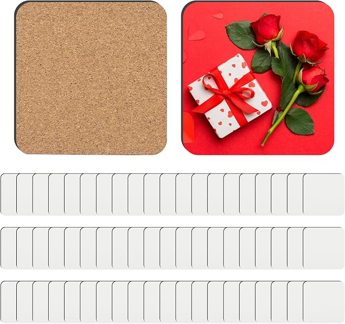 24 Pcs Sublimation Coasters Blanks, 3.93 x 3.93 Inch, MDF Cork | Sublimation by Guiqulai