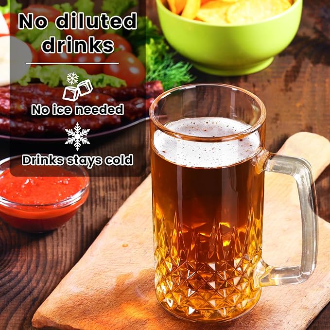 2 Pack Beer Mugs For Freezer, Double Wall Insulated Glasses – Freezer Mugs - Image 4