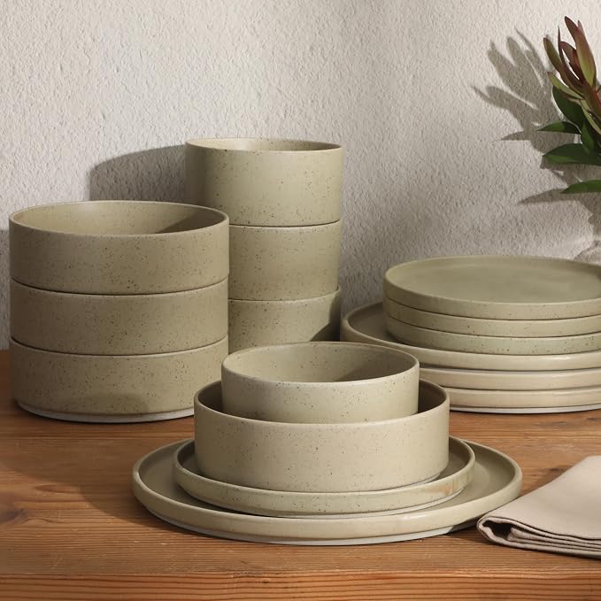 Gibson Elite Tatum Premium Porcelain Matte Reactive Glaze 16-Piece Plates and - Image 4