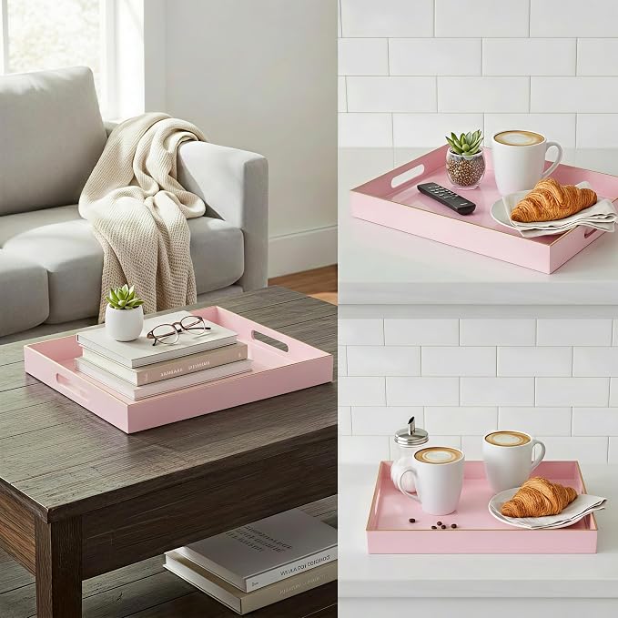 15.8x11.8 Pink Plastic Serving Tray - Image 8