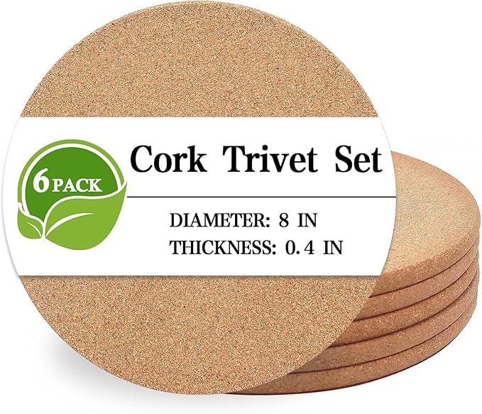 Cork Trivet, 6 Pack High Density Thick Corks Coasters Set by Unknown