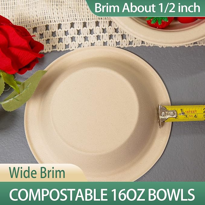 16 oz Compostable Paper Bowls 200pack, Heavy-Duty, Eco-Friendly, Bulk Pack - Image 5