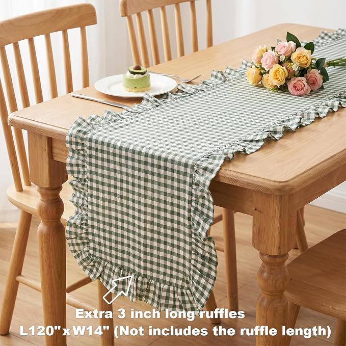 Eternal Beauty 14x120 Gingham Ruffle Table Runner - Image 5