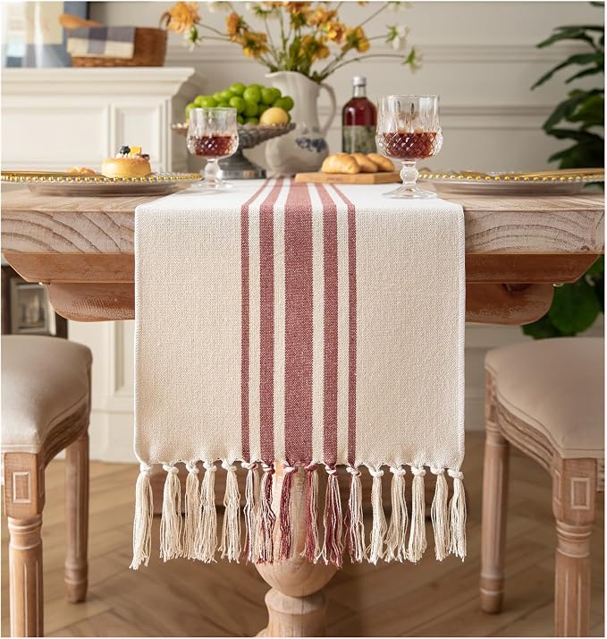 Boho Table Runner for Modern Farmhouse Fall Decor, Dining Table décor 13 x 108 by Caflife