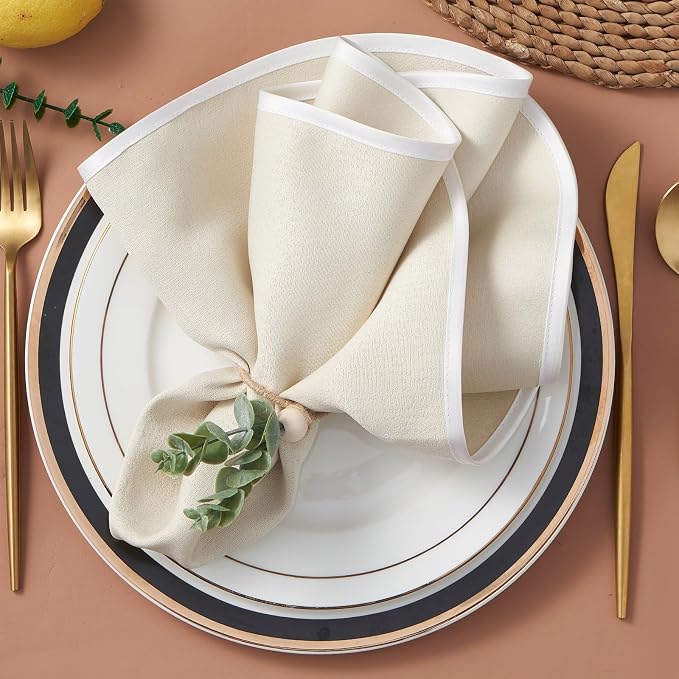 APTWOW Napkin Rings Set of 6, Easter Napkin Rings, Wood Bead Farmhouse Napkins - Image 3
