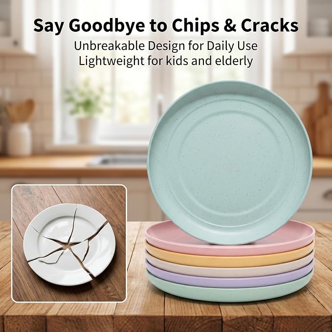 6 PACK 6 Inches Lightweight Mini Wheat Straw Plates Reusable Plate Set - Image 7