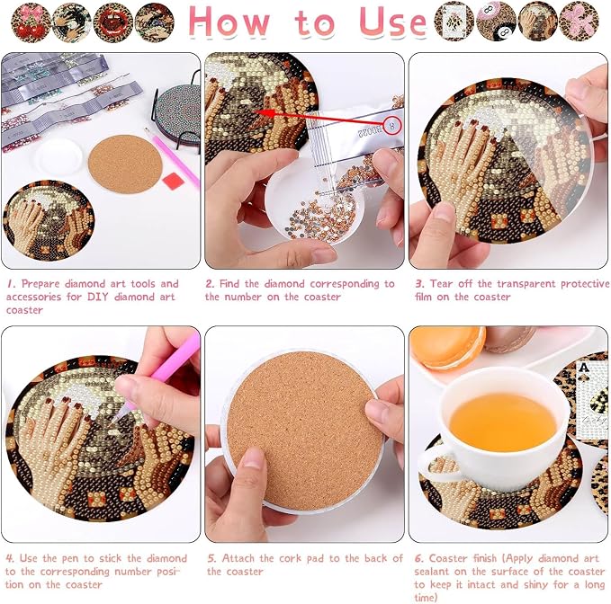 8 Pack Leopard Diamond Art Coasters Kits- Diamond Painting Coasters Kits | - Image 6